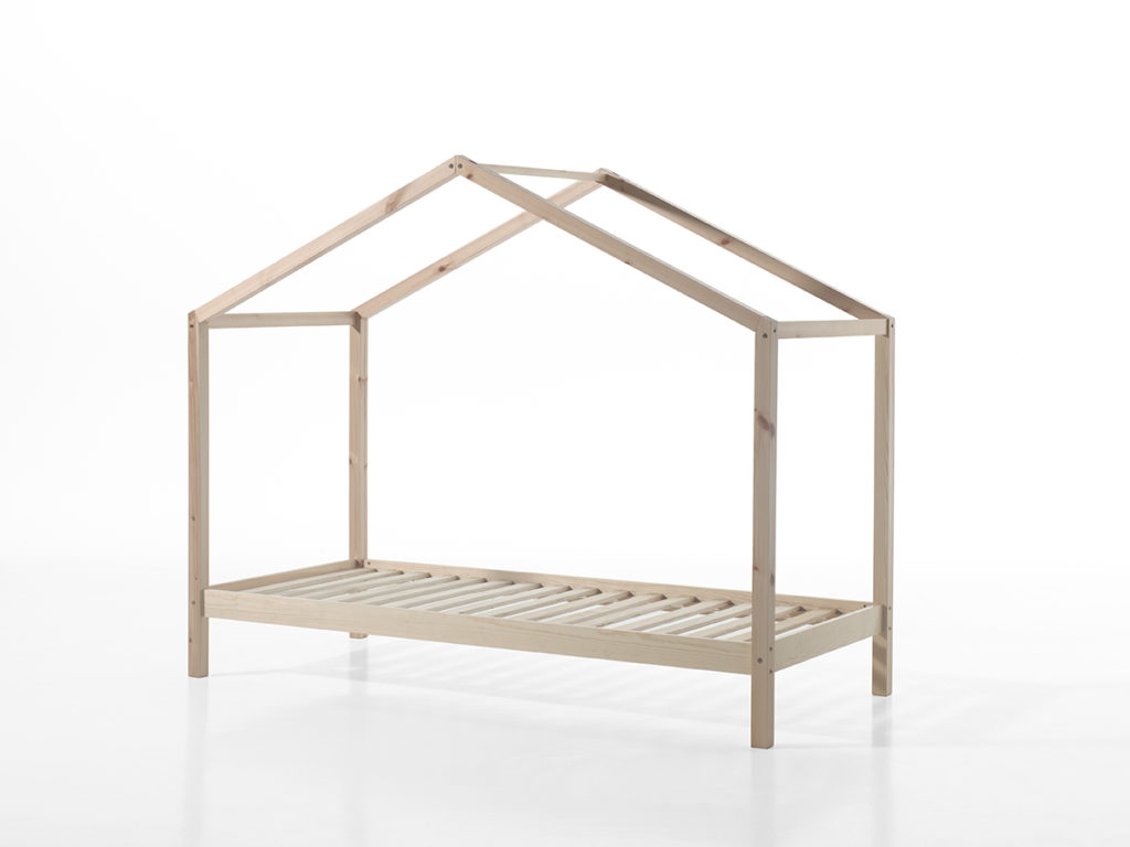 Natuurkleurig DALLAS bed (90x200) met rolbed en bijhorende textielset. - Afbeelding 2