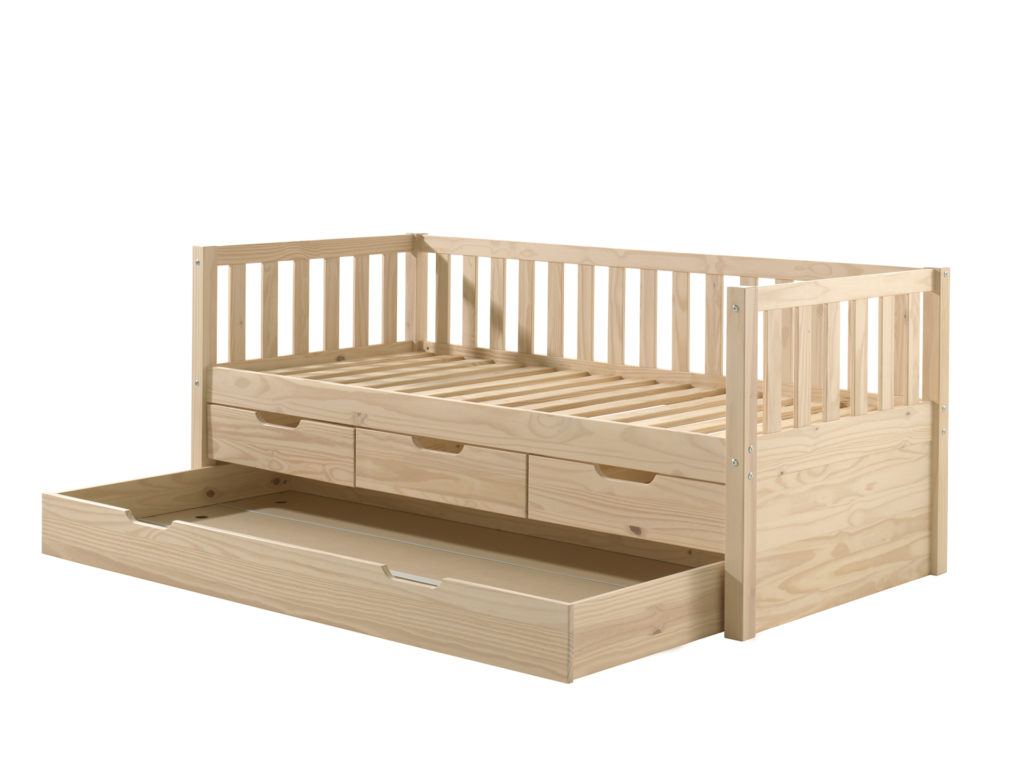 Deze FRITZ combinatie in milky pinebestaat uit een bed (90x200) met3 opberglades en bijhorend rolbed. - Afbeelding 2