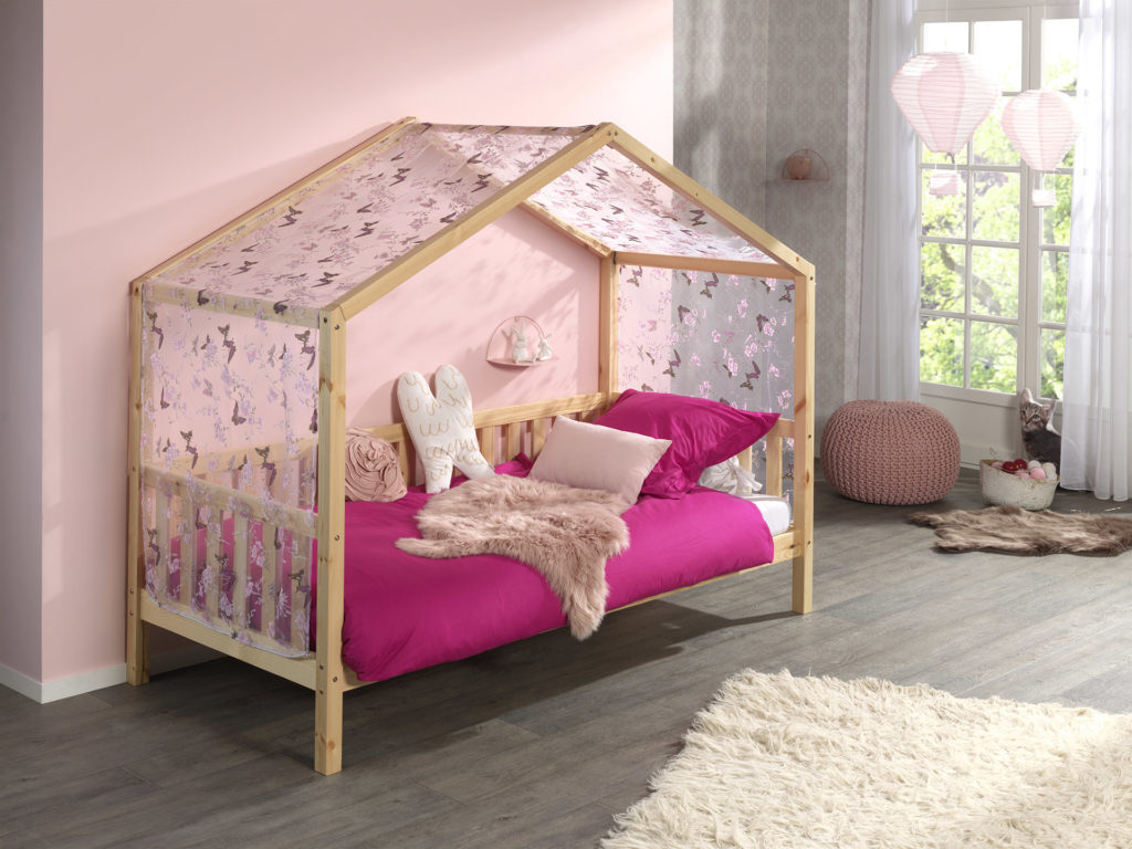 Natuurkleurig DALLAS bed (90x200) en bijhorende textielset. - Afbeelding 3