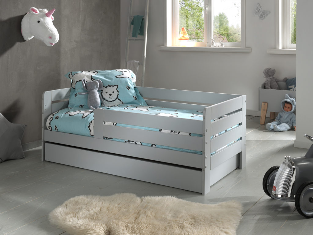 Deze TODDLER combinatie bestaat uit het grijze peuterbed (70 x 140 cm) met bijhorende opberglade. - Afbeelding 3
