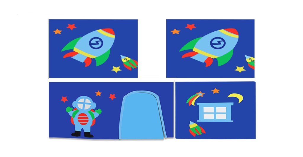 Deze PINO-combinatie bestaat uit een natuurkleurige PINO hoogslaper , een speelgordijn astro, 3 zakjes astro en een tunnel astro - Afbeelding 3