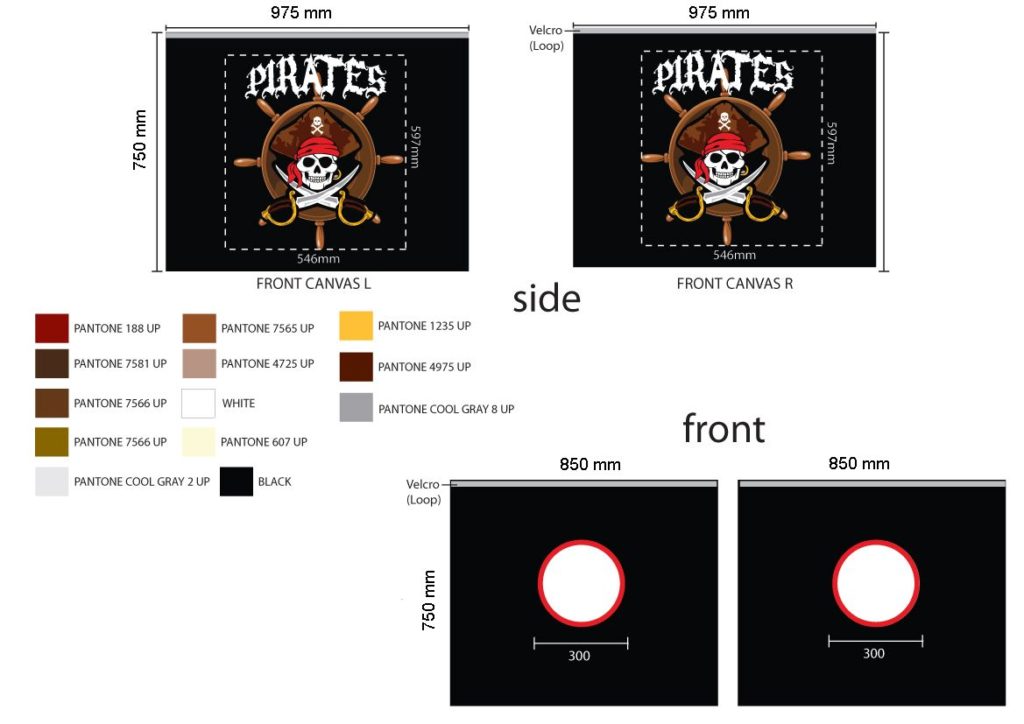 Deze PINO-combinatie bestaat uit een grijze PINO hoogslaper en een speelgordijn pirates - Afbeelding 3