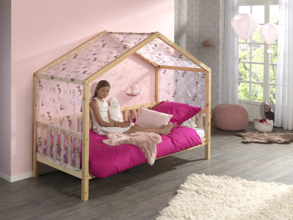 Natuurkleurig DALLAS bed (90x200) en bijhorende textielset. - Afbeelding 4