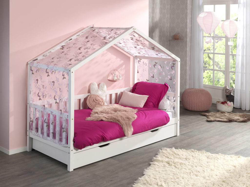 Wit DALLAS bed (90x200) met rolbed en bijhorende textielset. - Afbeelding 4