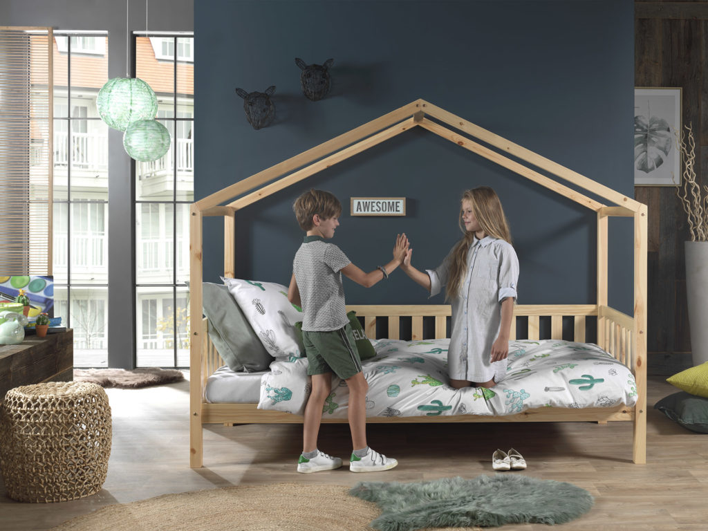 Natuurkleurig DALLAS bed (90x200) en bijhorend rolbed. - Afbeelding 4