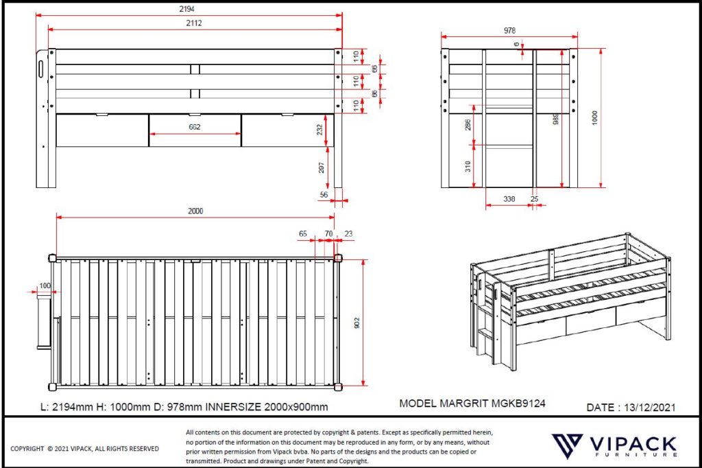 MARGRIT KAJUITBED 91 WIT - Afbeelding 4