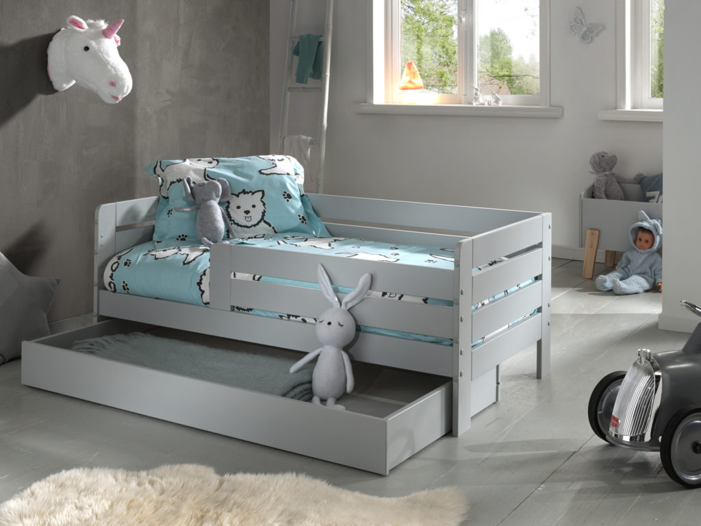 Deze TODDLER combinatie bestaat uit het grijze peuterbed (70 x 140 cm) met bijhorende opberglade. - Afbeelding 4