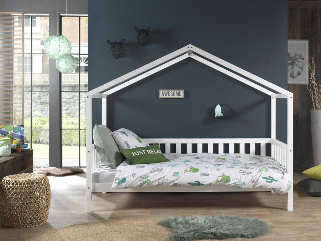 Wit DALLAS bed (90x200) met rolbed en bijhorende textielset. - Afbeelding 5