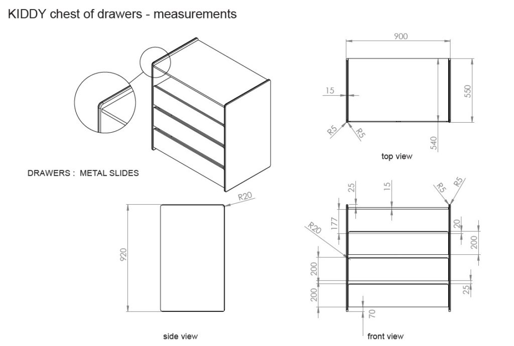 KIDDY KOMMODE 3 LADEN WIT - Afbeelding 5