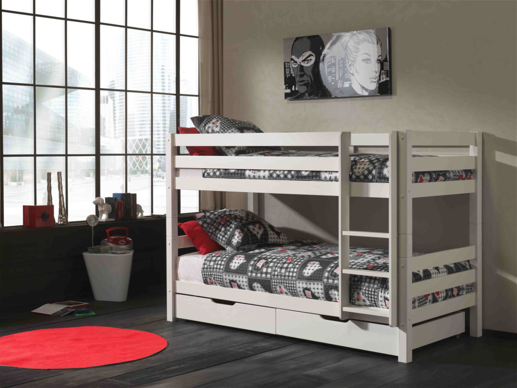 Deze PINO-combinatie bestaat uit een wit PINO stapelbed en een PINO 2 lades wit - Afbeelding 5