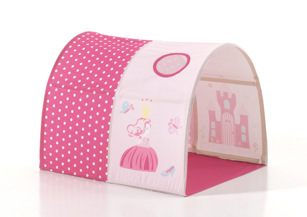 Deze PINO-combinatie bestaat uit een grijze PINO hoogslaper , een speelgordijn princess, 3 zakjes princess en een tunnel princess - Afbeelding 5