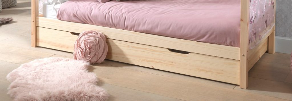 Natuurkleurig DALLAS bed (90x200) met rolbed en bijhorende textielset. - Afbeelding 6