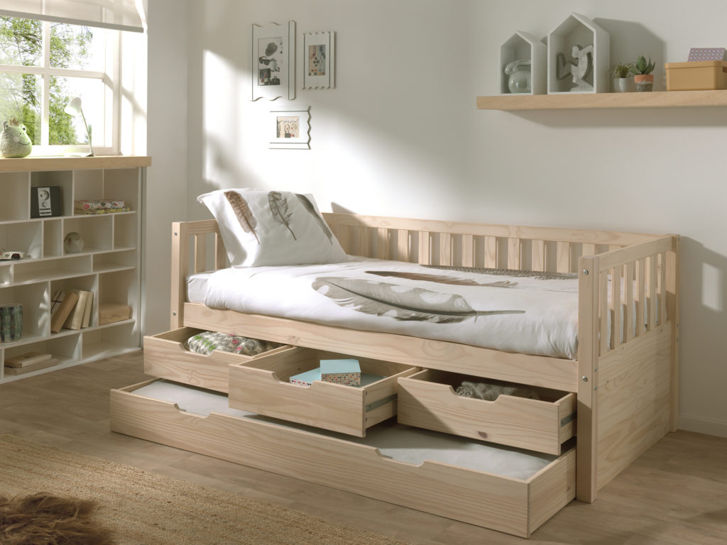 Deze FRITZ combinatie in milky pinebestaat uit een bed (90x200) met3 opberglades en bijhorend rolbed. - Afbeelding 6