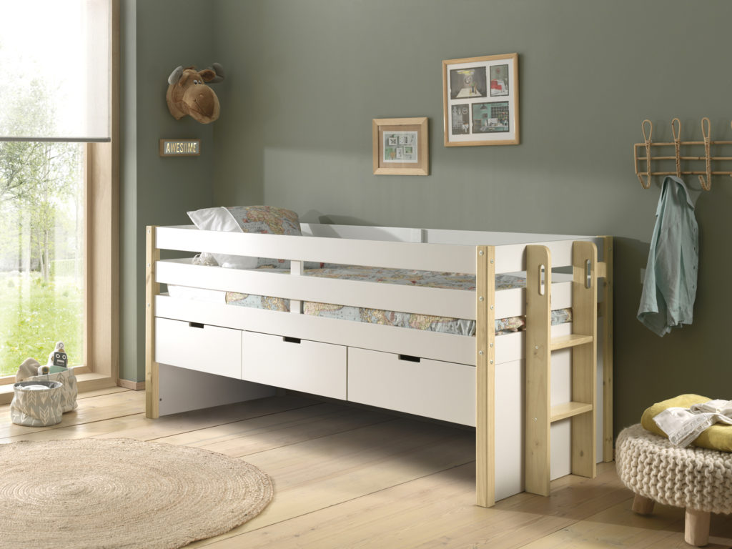 Deze MARGRIT combinatie bestaat uit het MARGRIT kajuitbed (90 x 200 cm) met 3 lades en rolbed. - Afbeelding 7