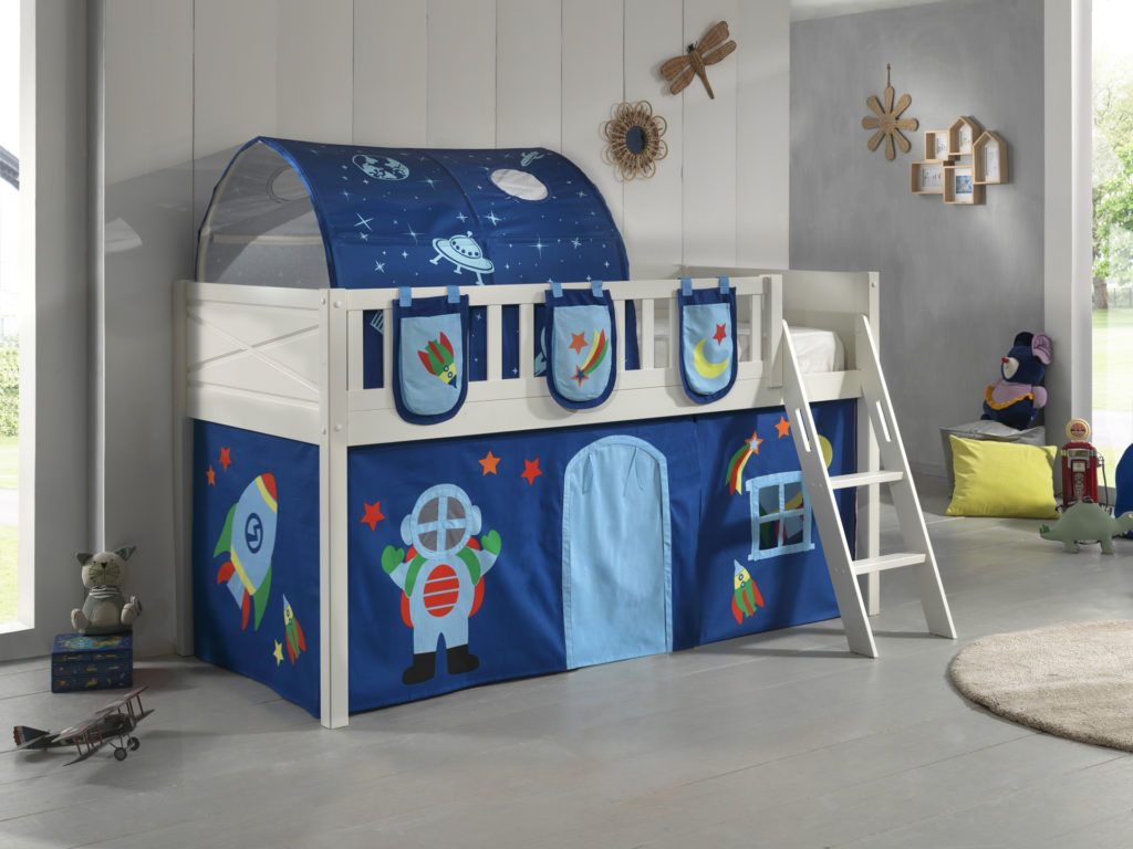 Deze SCOTT combinatie bestaat uit de hoogslaper en het ASTRO speelgordijn, tunnel en de 3 opbergzakjes. - Afbeelding 7
