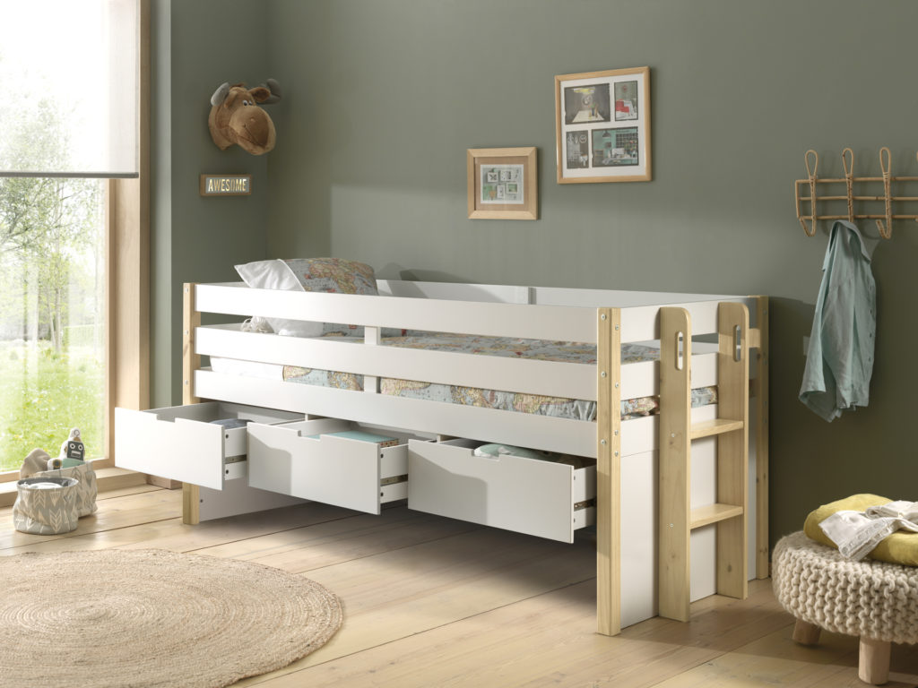 Deze MARGRIT combinatie bestaat uit het MARGRIT kajuitbed (90 x 200 cm) met 3 lades en rolbed. - Afbeelding 8