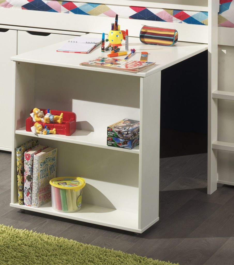 Deze PINO-combinatie bestaat uit een witte PINO hoogslaper, een PINO bureau, een PINO kommode met 4 laden en een PINO hangtablet - Afbeelding 8