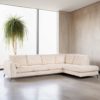 3-zitshoek rechts, stof Lincoln 03, RIB460 ​​beige, zwarte poot