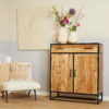 Kabinet kast Denver | Mangohout en staal | 100 cm