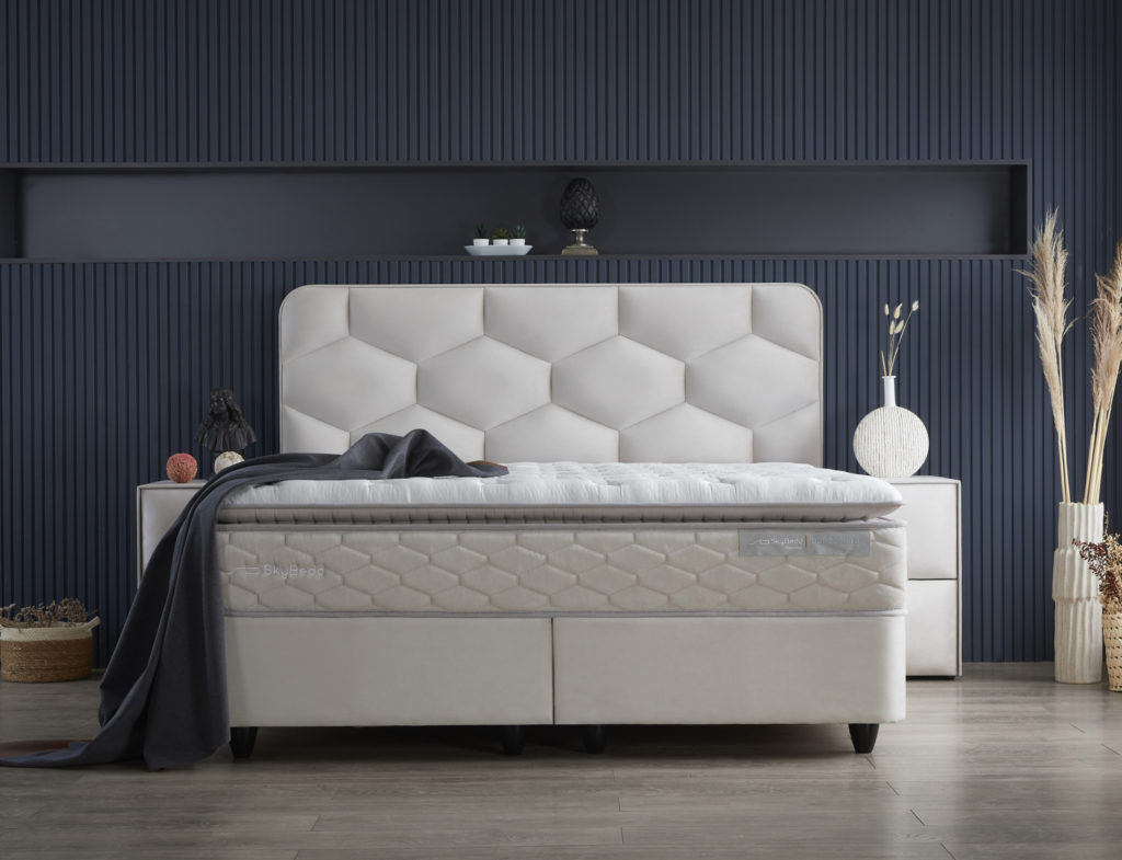 Boxspring Skybedd Dolcebedd 160x200 Beige met Opbergruimte