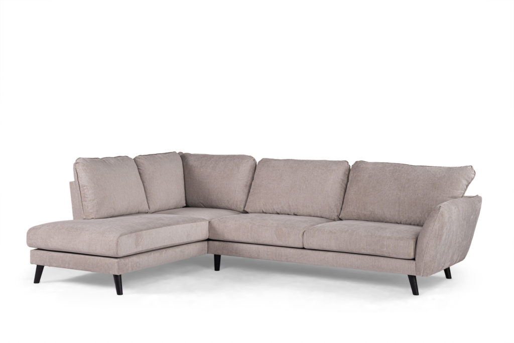 3-zits hoek links, stof Orinoco 23, K460 beige, zwarte poot - Afbeelding 2