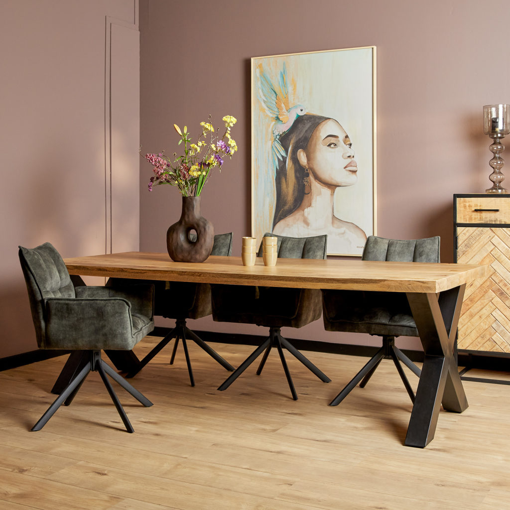 Eetkamertafel Denver | Rechthoek X-poot | 220 cm - Afbeelding 2