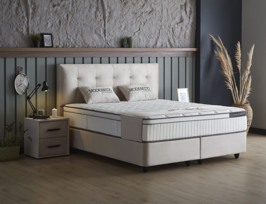 Boxspring Skybedd Birdybedd 160x200 Beige met Opbergruimte - Afbeelding 2