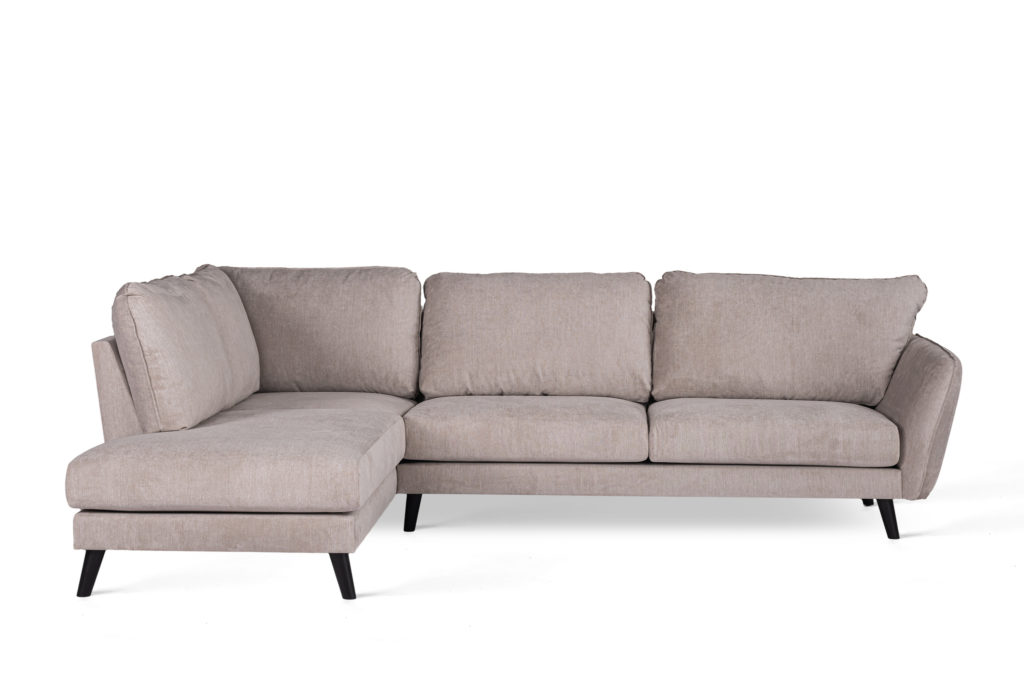 3-zits hoek links, stof Orinoco 23, K460 beige, zwarte poot - Afbeelding 3
