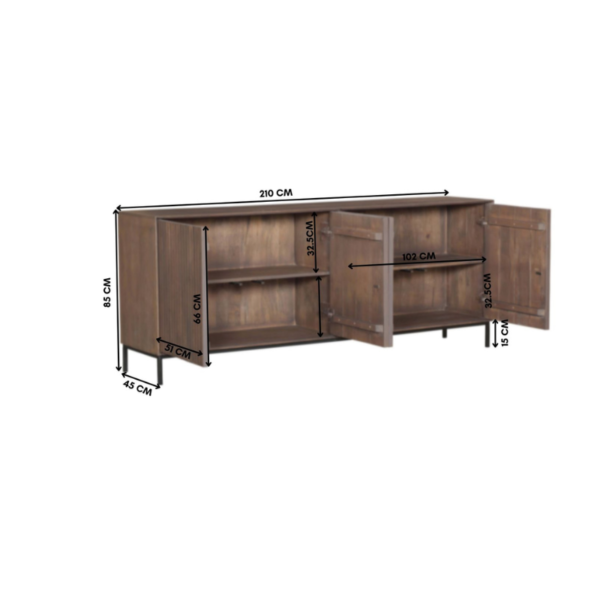 Dressoir Madison Walnoot  | 210 cm - Image 3