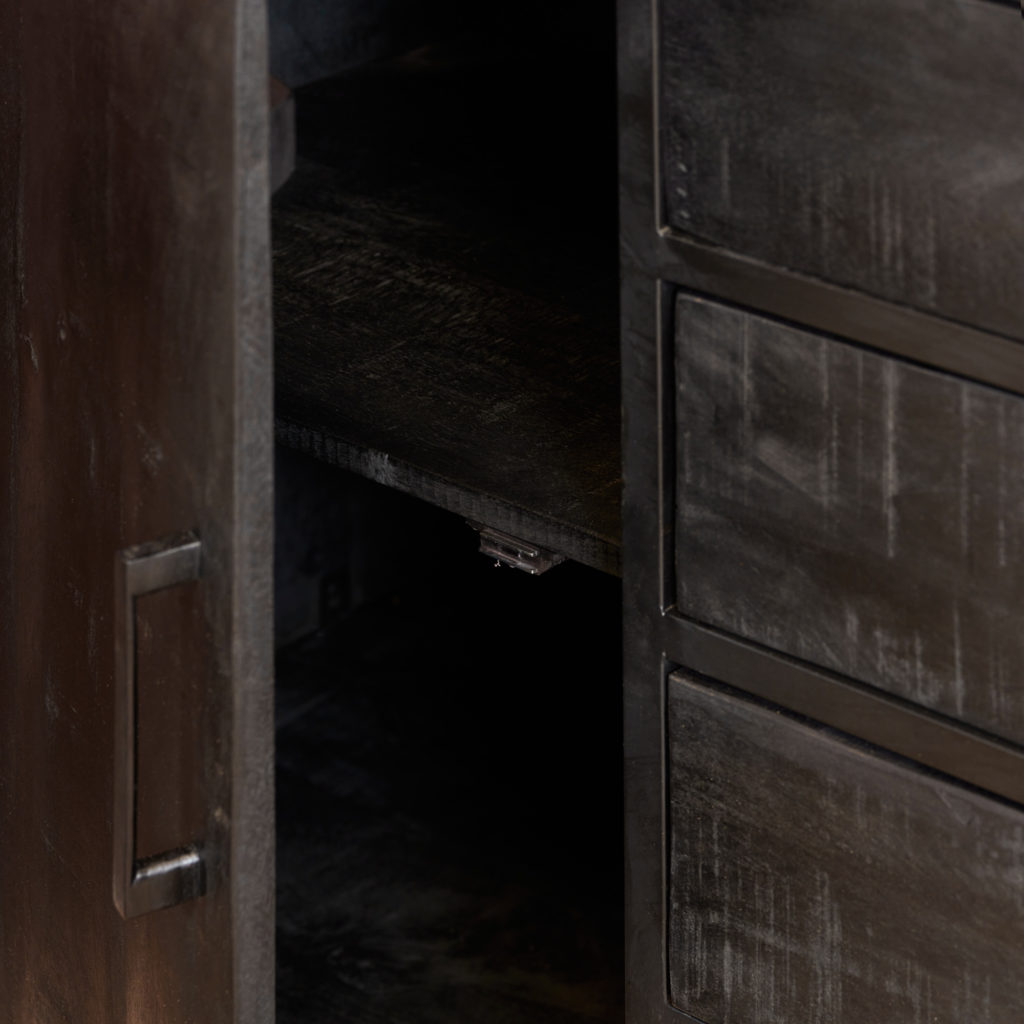 Dressoir Denver Black 165 cm | Mangohout en staal - Afbeelding 3