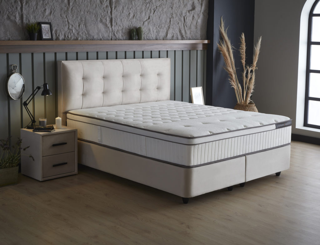 Boxspring Skybedd Birdybedd 160x200 Beige met Opbergruimte - Afbeelding 3