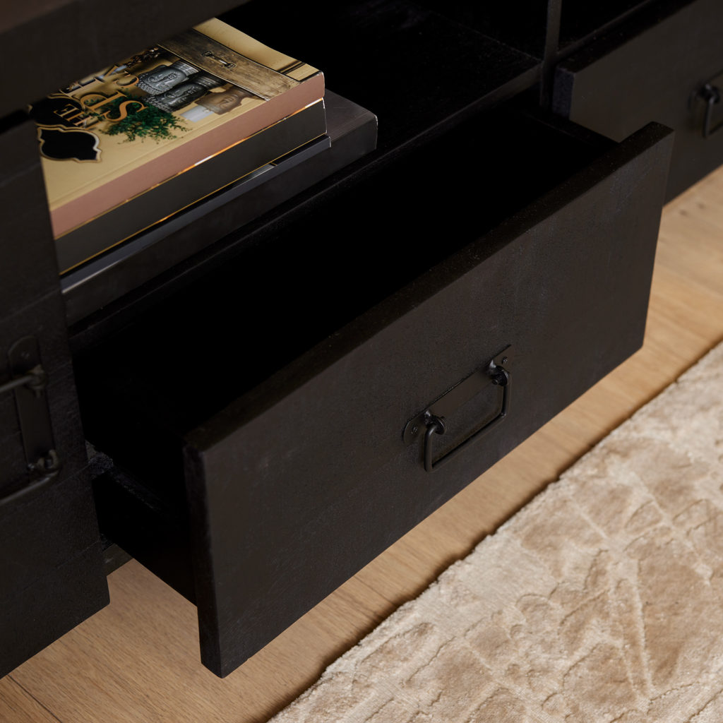 Tv meubel Boaz Black 200 cm | Twee deuren en twee lades - Afbeelding 3