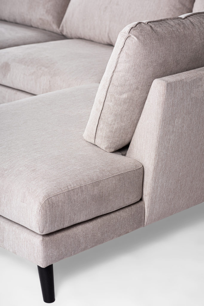 3-zitshoek rechts, stof Orinoco 23, K460 beige, zwarte poot - Afbeelding 4
