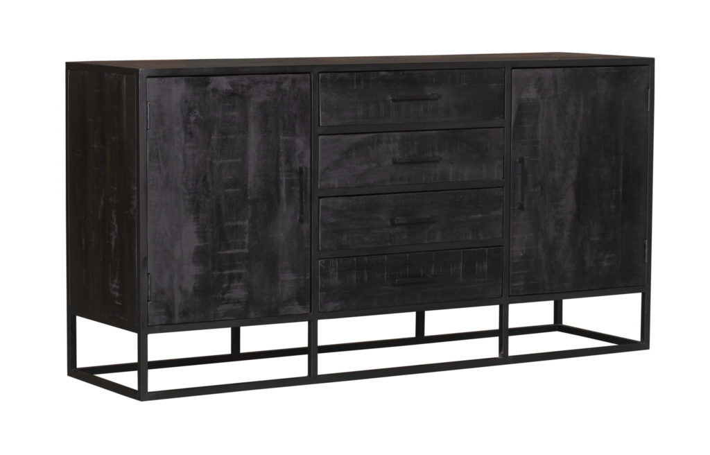 Dressoir Denver Black 165 cm | Mangohout en staal - Afbeelding 4