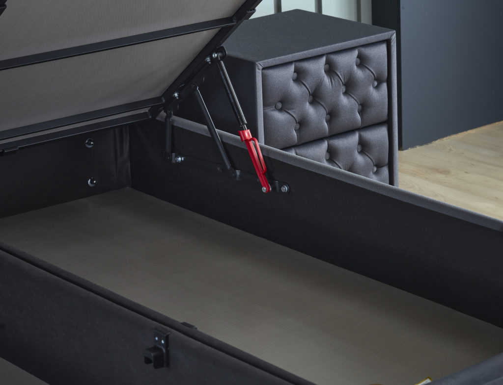 Boxspring Skybedd Chestybedd 160x200 Antraciet met Opbergruimte - Afbeelding 5