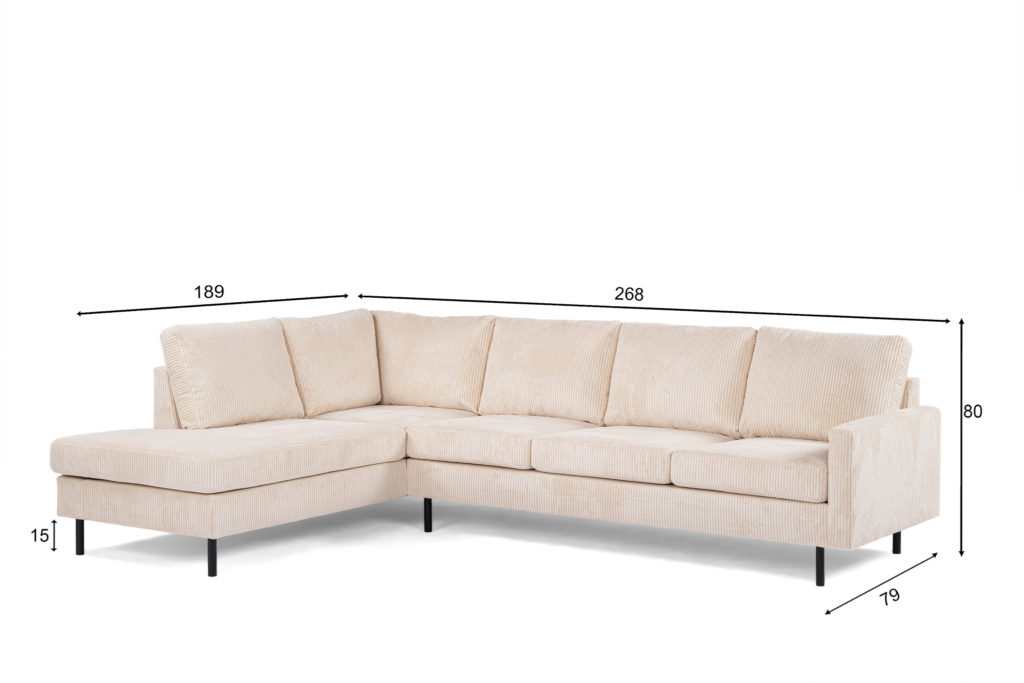 3-zits hoek rechts, stof Lincoln 03, M311 beige - Afbeelding 6
