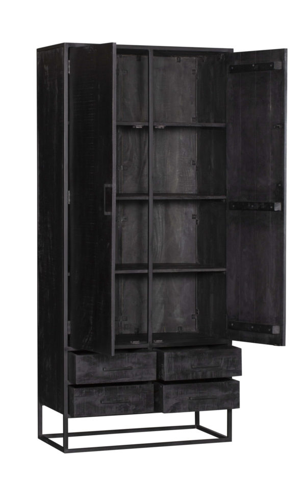 Kabinet Denver Black | Mangohout en staal | 90 cm - Image 6