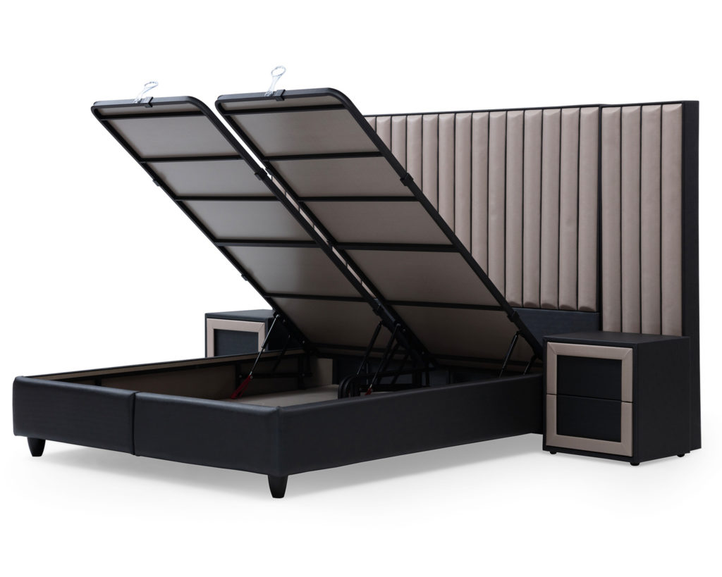 Boxspring Skybedd Duobedd 140x200 Antraciet met Opbergruimte - Afbeelding 6