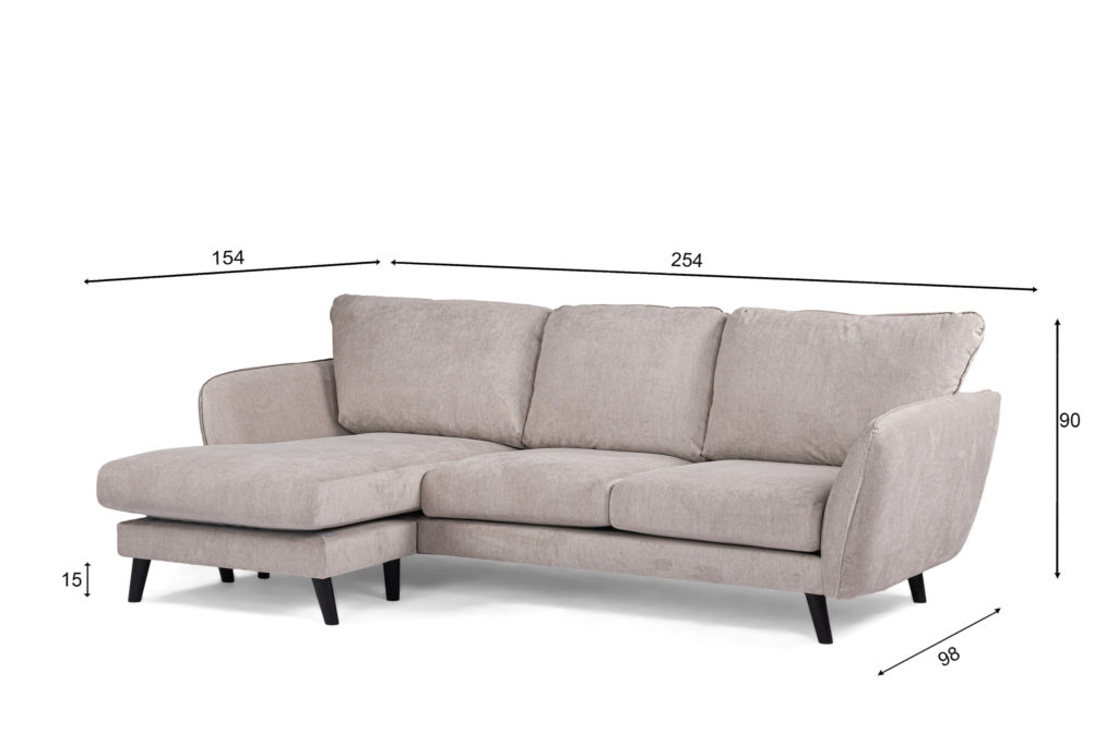 3-zitsbank CL links, stof Orinoco 23, K460 beige, zwarte poot - Afbeelding 7