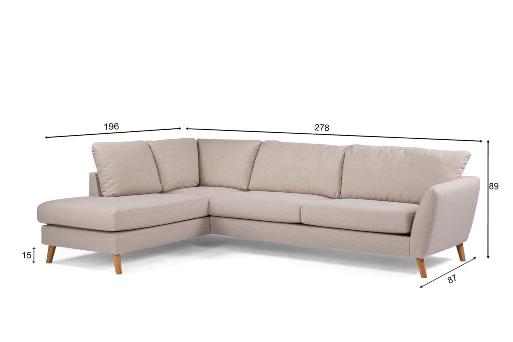 3-zits hoek rechts, stof Inari 22, I460 beige, eiken poot - Afbeelding 7