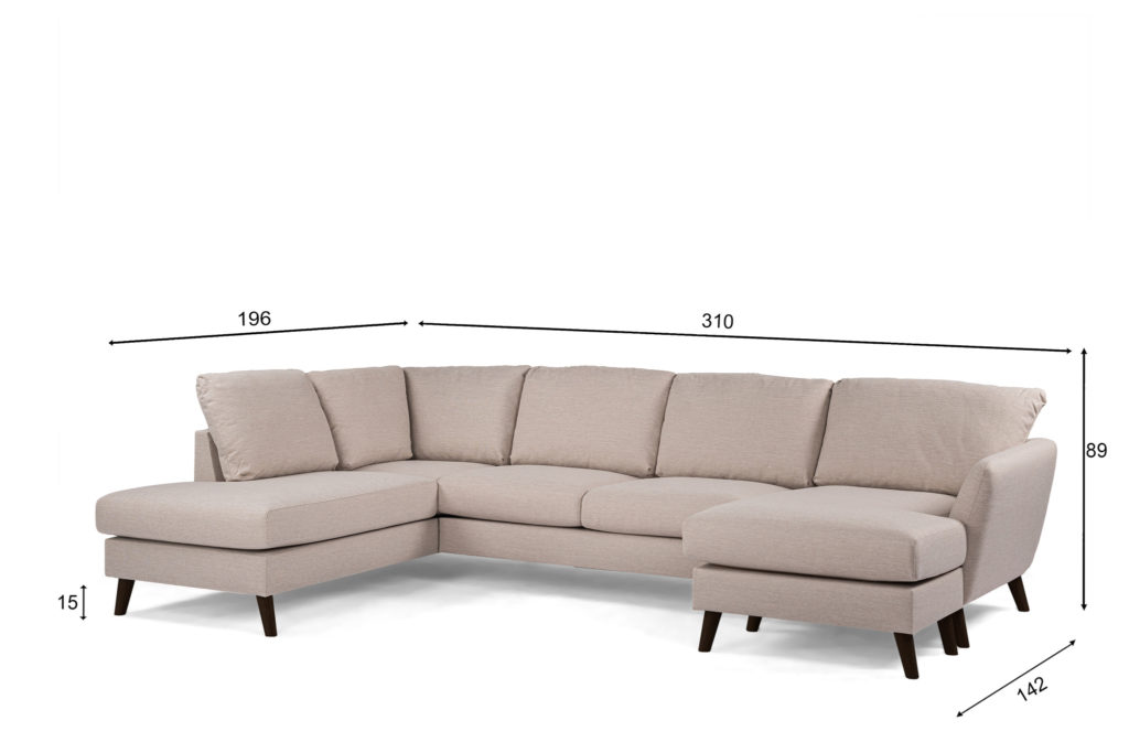 3-zits hoek rechts CL, stof Inari 22, I460 beige, zwarte poot - Afbeelding 7