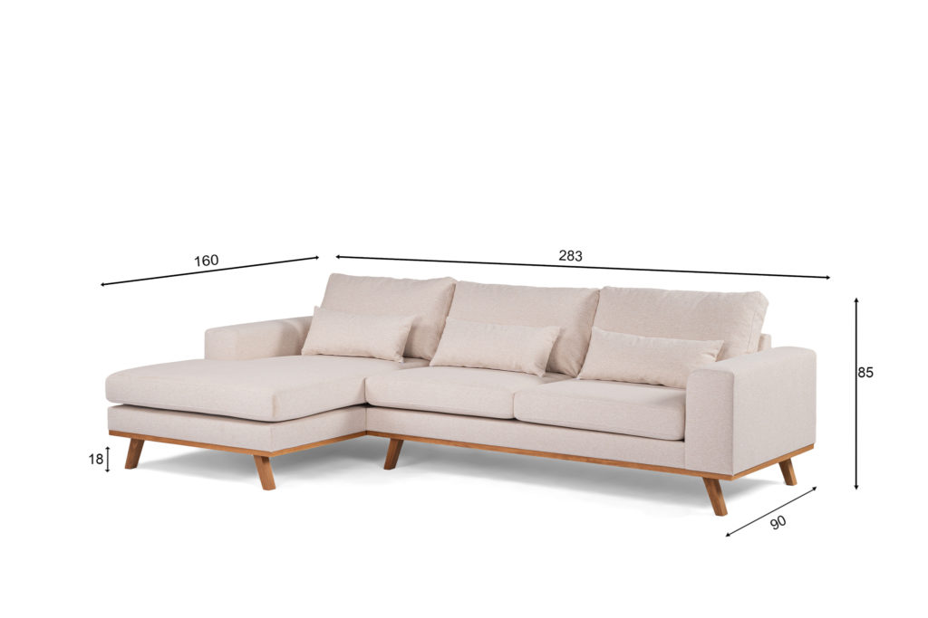 3-zitshoek links, stof Grande 03, G460 beige - Afbeelding 7