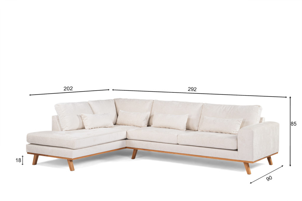 3-zitshoek rechts, stof Loris 01, L720 champagne - Afbeelding 8
