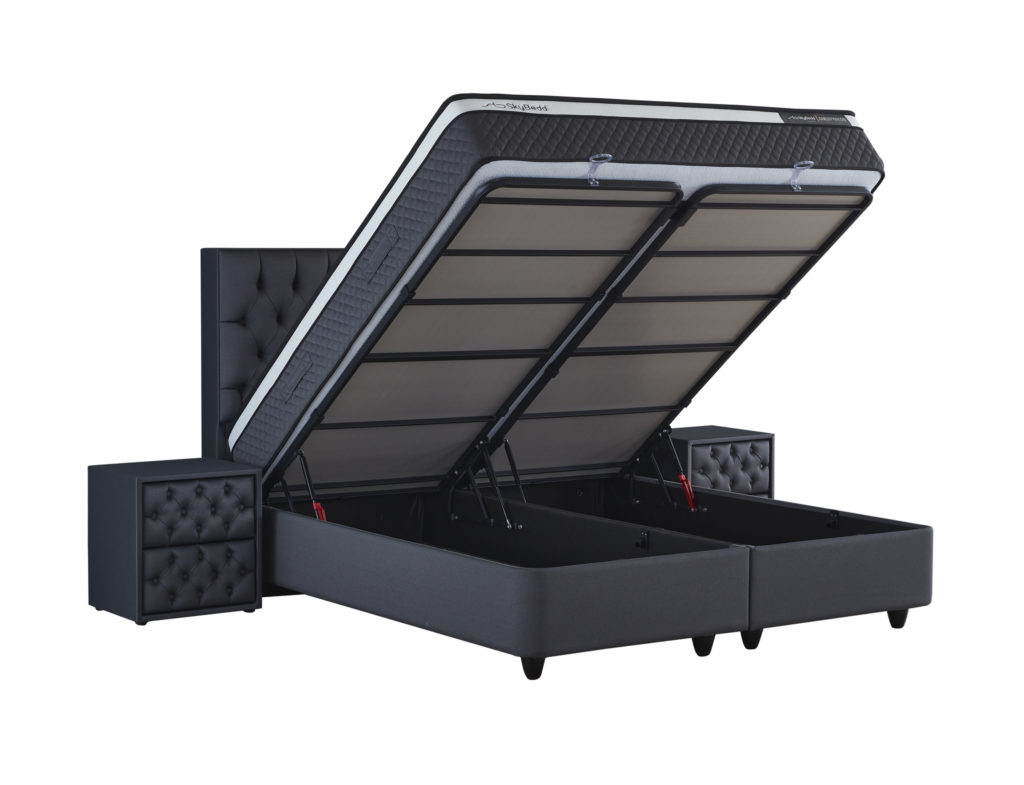 Boxspring Skybedd Chestybedd 160x200 Antraciet met Opbergruimte - Afbeelding 9