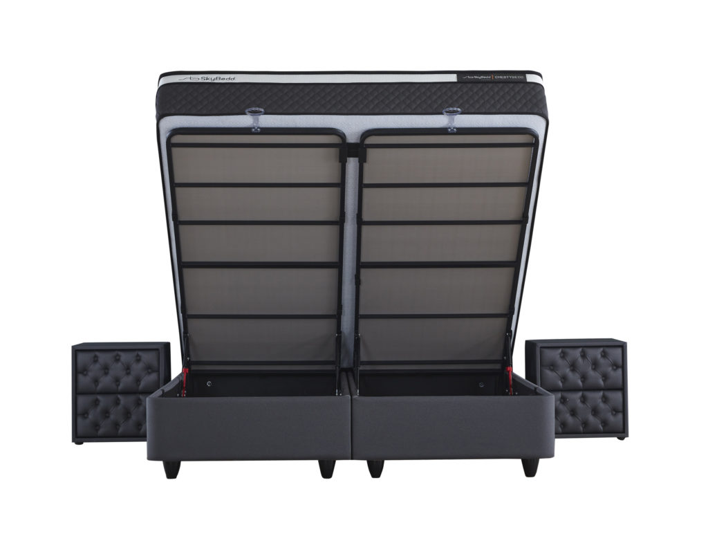 Boxspring Skybedd Chestybedd 160x200 Antraciet met Opbergruimte - Afbeelding 10