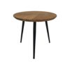 HSM Collection-Ronde Bijzettafel Fishbone-45x45x39-Naturel/Zwart-Eiken/Metaal