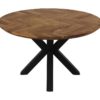 Tafel Fishbone Rond- 140x140x76 - Naturel/zwart - Eiken/metaal