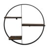 Wand decoratierek rond - 80x16x80 - Naturel/zwart - Mangohout/ijzer
