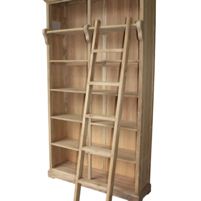 Boekenkast met trap - blank - teak