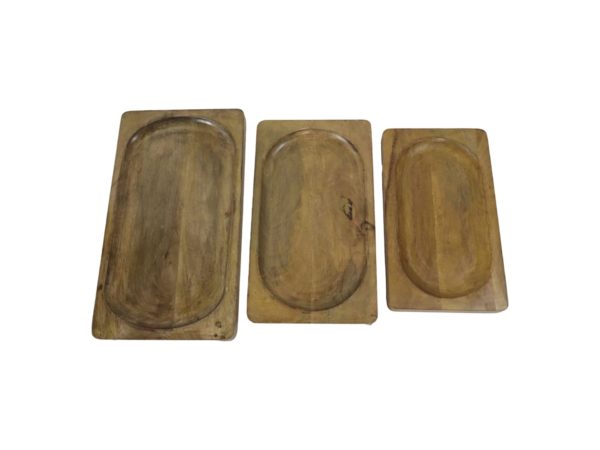 Decoratieve dienbladen - Naturel - Mangohout - Set van 3